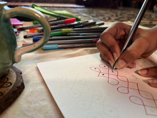 Grid 2 Rows || Border Kolams || My Kolam Tracing Book